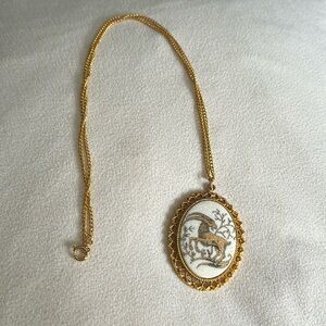 Genuine Paula creation Goldtone Goat Necklace marked clearly on back